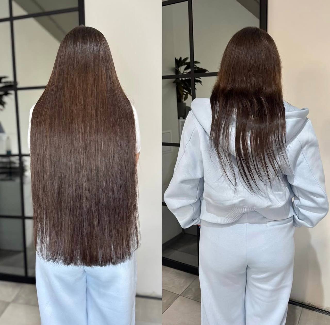 Нарощування волосся до і після — робота LEV BEAUTY HAIR